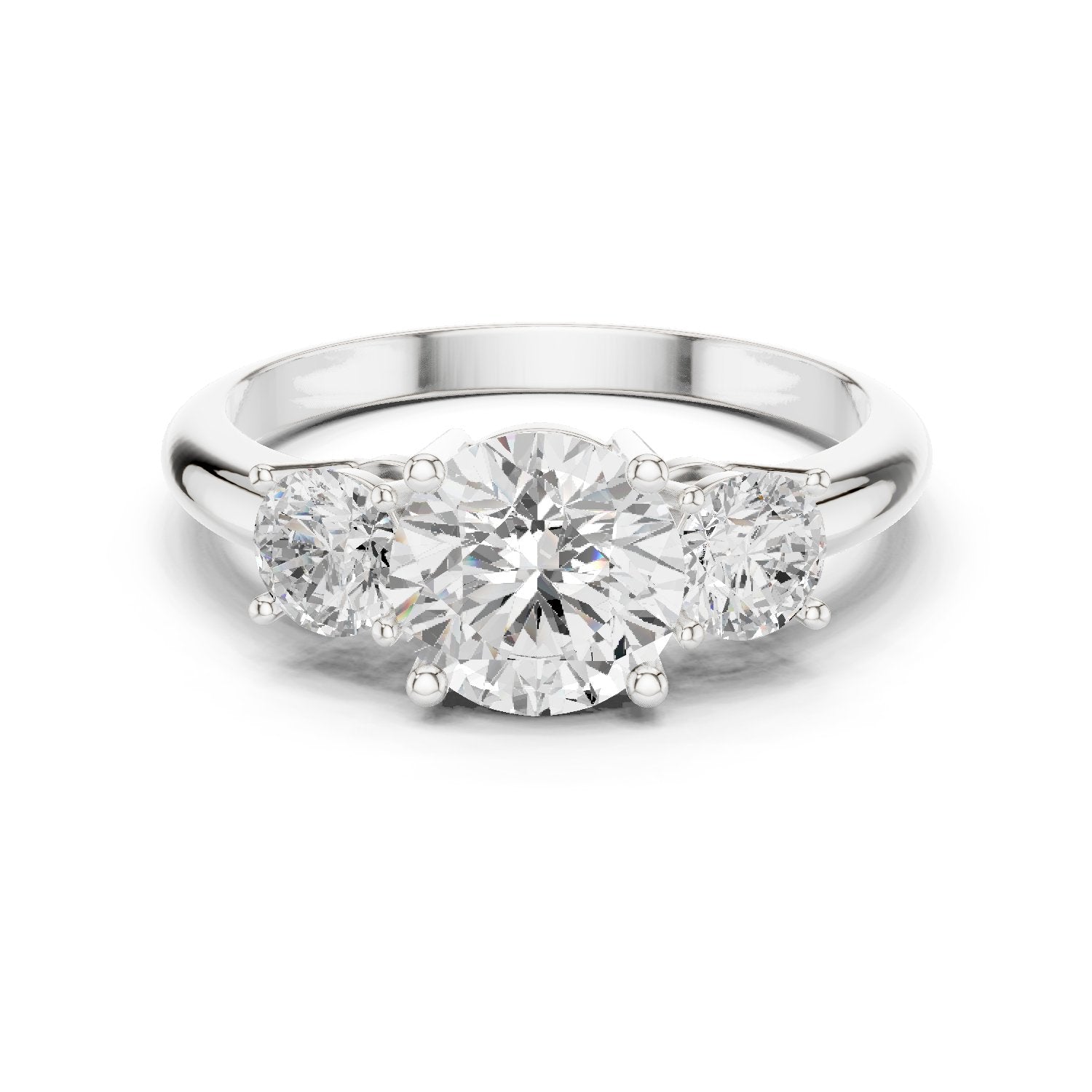 Round Diamond Three Stone Engagement Ring