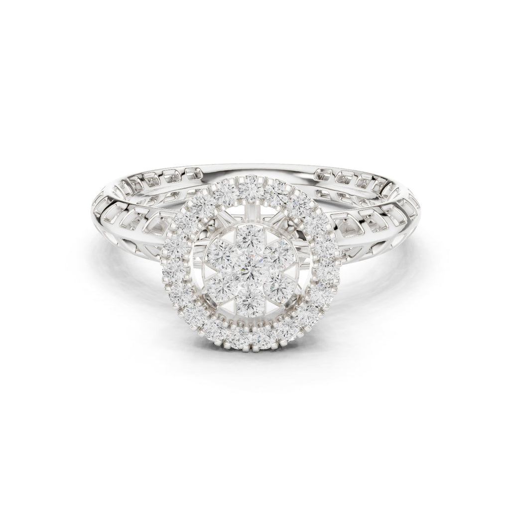 Round Diamond Cluster Halo Engagement Ring
