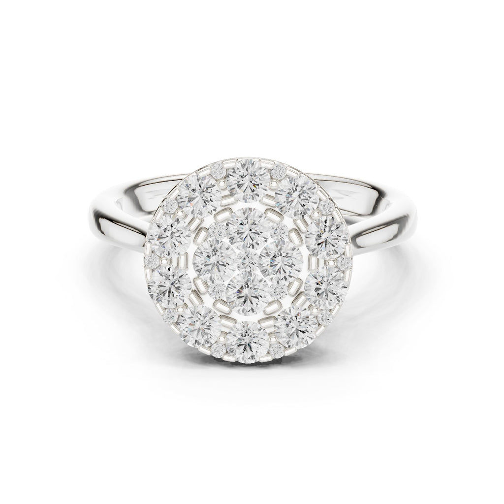 Round Diamond Cluster Halo Engagement Ring