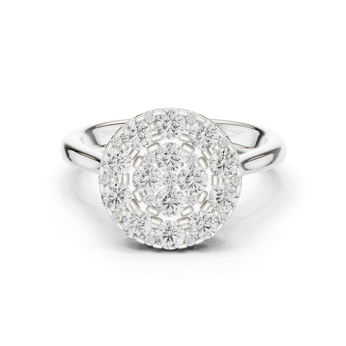 Round Diamond Cluster Halo Engagement Ring