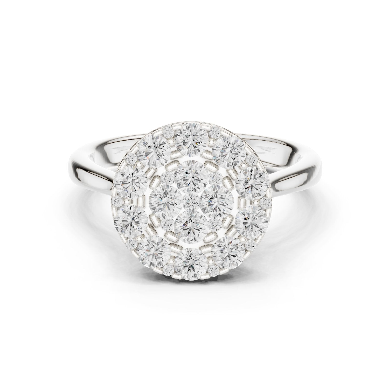 Round Diamond Cluster Halo Engagement Ring
