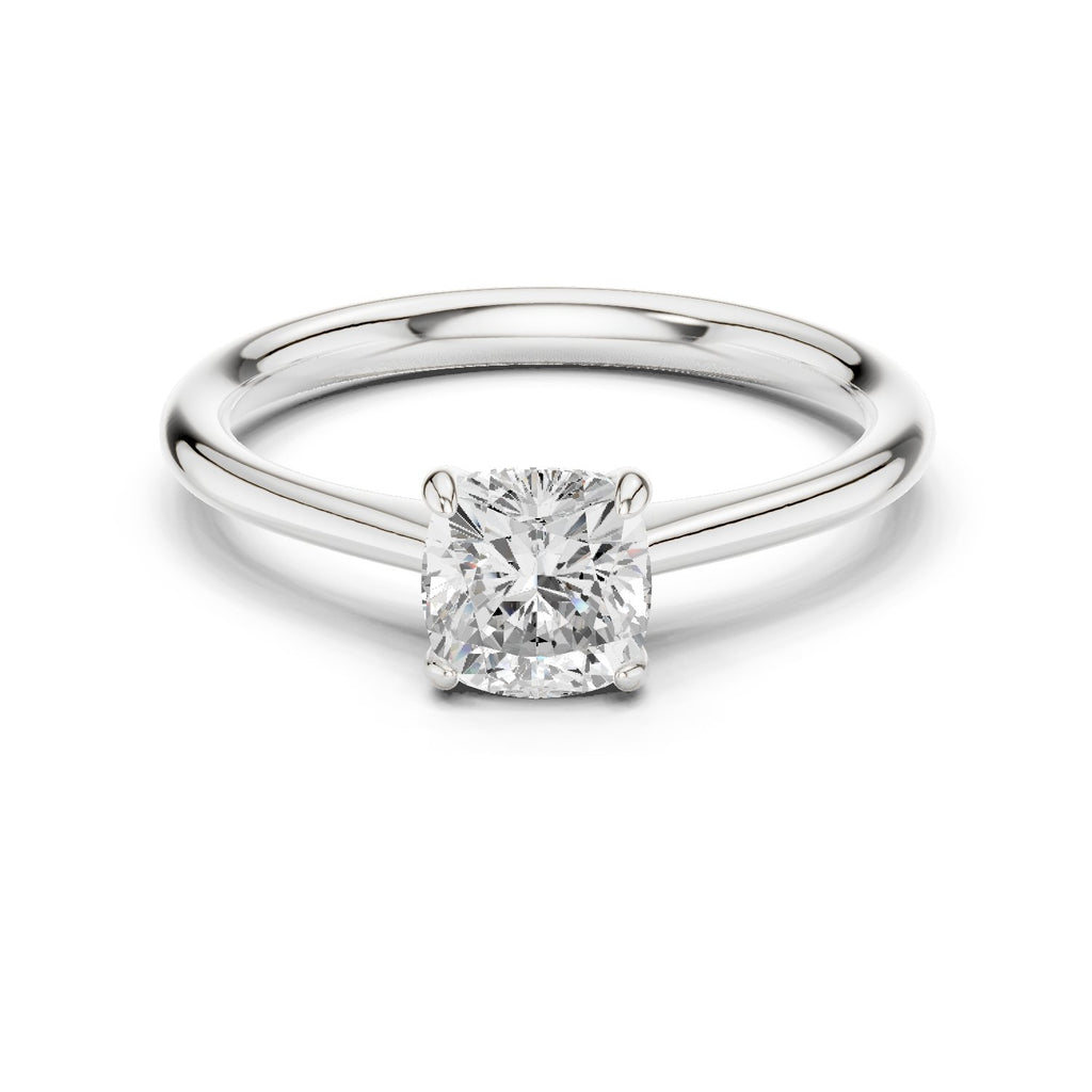 Cushion Cut Tapered Solitaire Engagement Ring