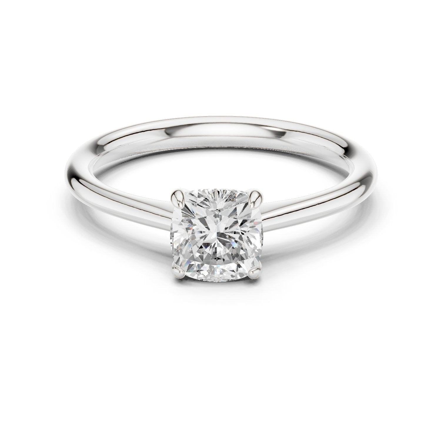 Cushion Cut Tapered Solitaire Engagement Ring