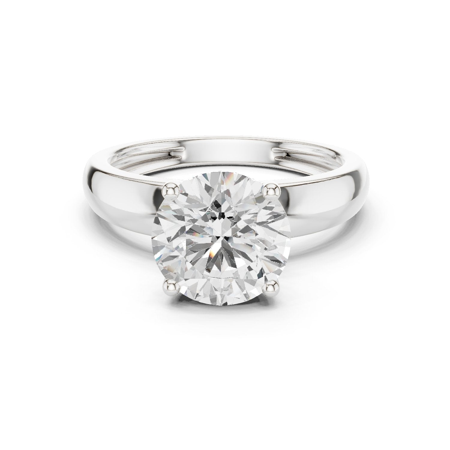Round Diamond Four Prong Solitaire Engagement Ring