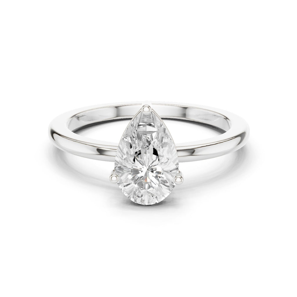Pear Diamond Cathedral Solitaire Engagement Ring