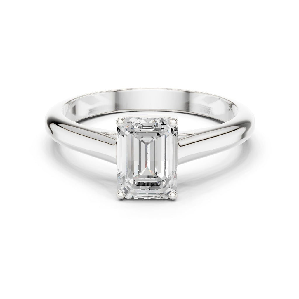 Emerald Cut Cathedral Solitaire Engagement Ring