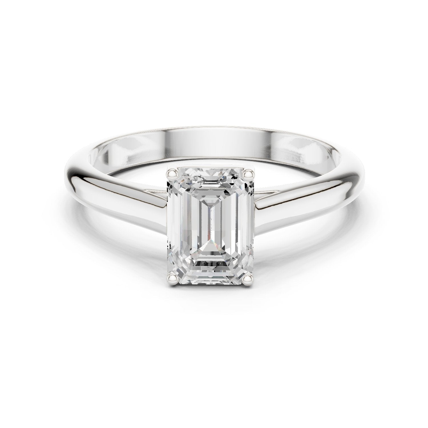 Emerald Cut Cathedral Solitaire Engagement Ring