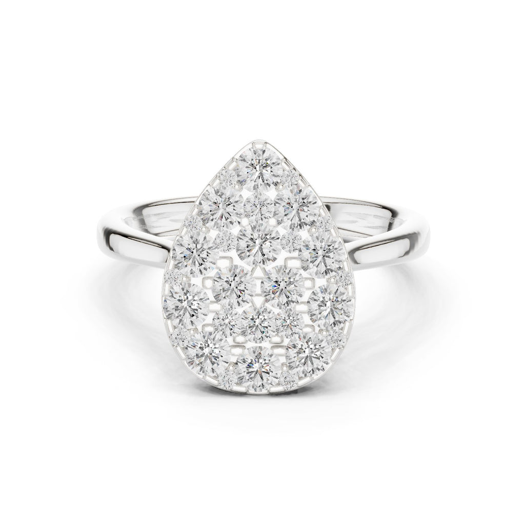 Pear-Shape Diamond Cluster Engagement Ring