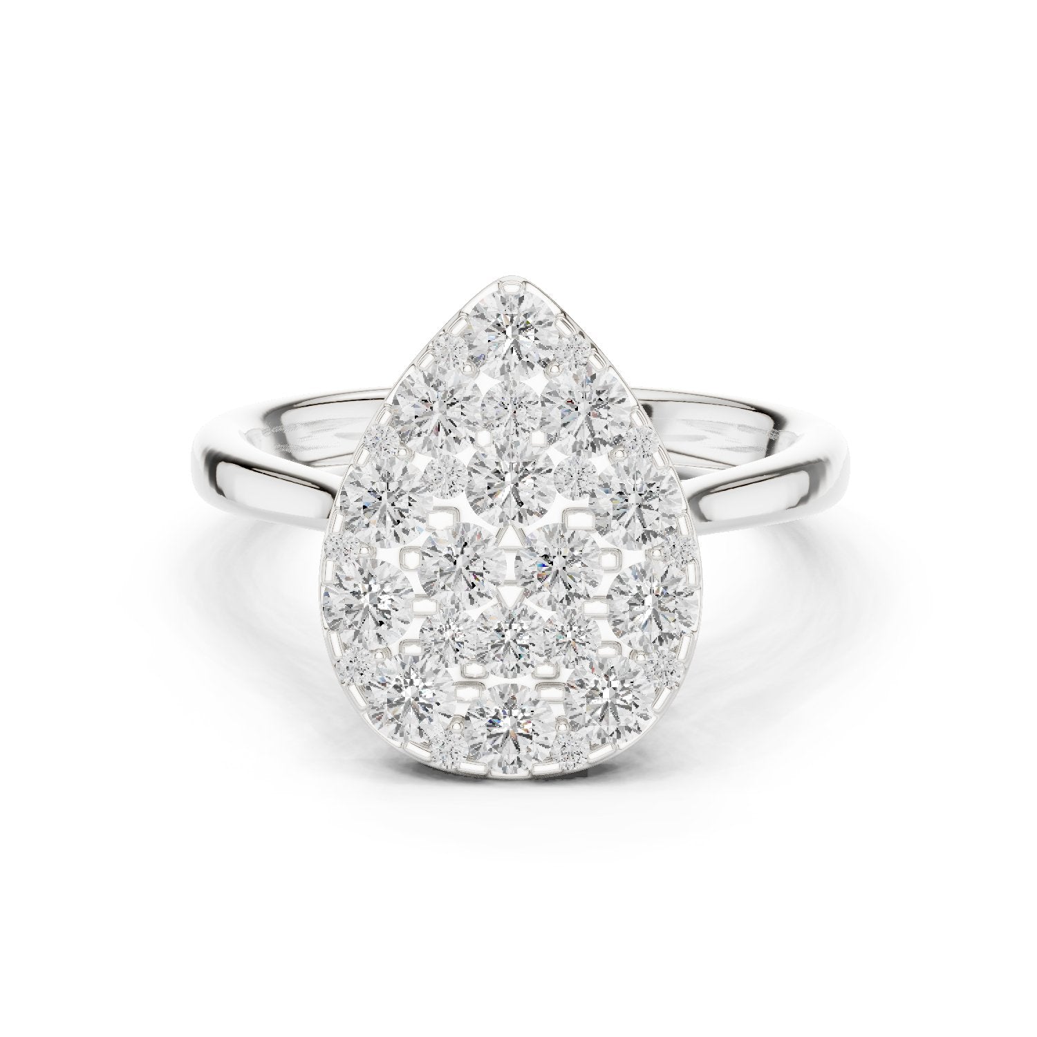 Pear-Shape Diamond Cluster Engagement Ring