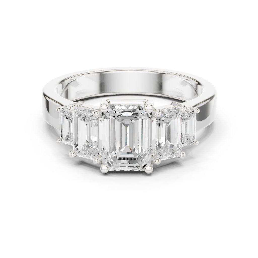 Emerald Cut Engagement Ring with Graduated Emerald Side Accents