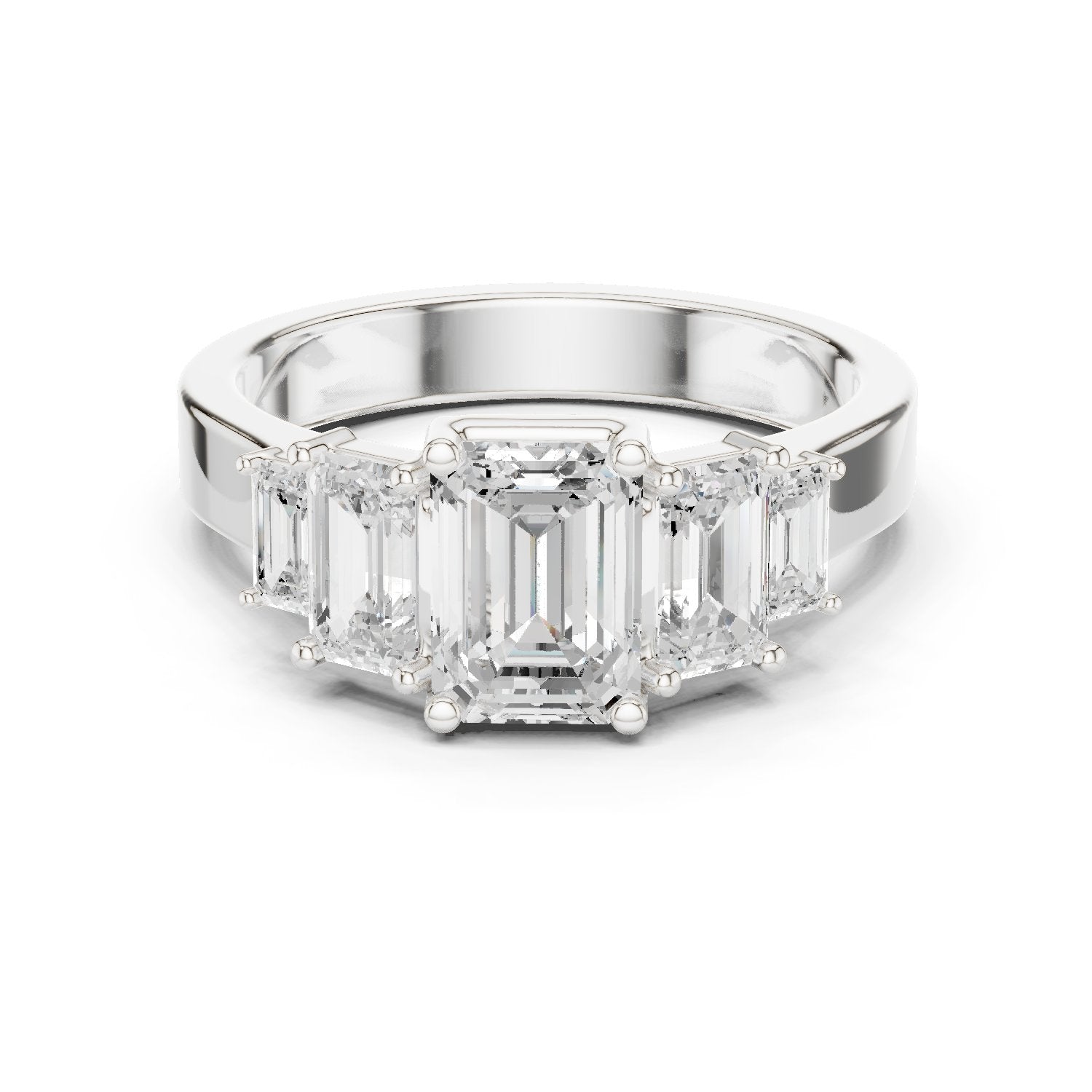 Emerald Cut Engagement Ring with Graduated Emerald Side Accents