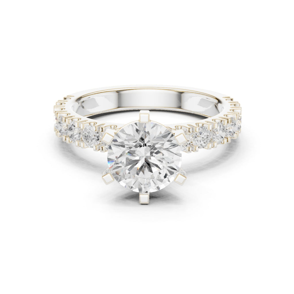 Round Diamond Engagement Ring with Half Eternity Claw Set Band