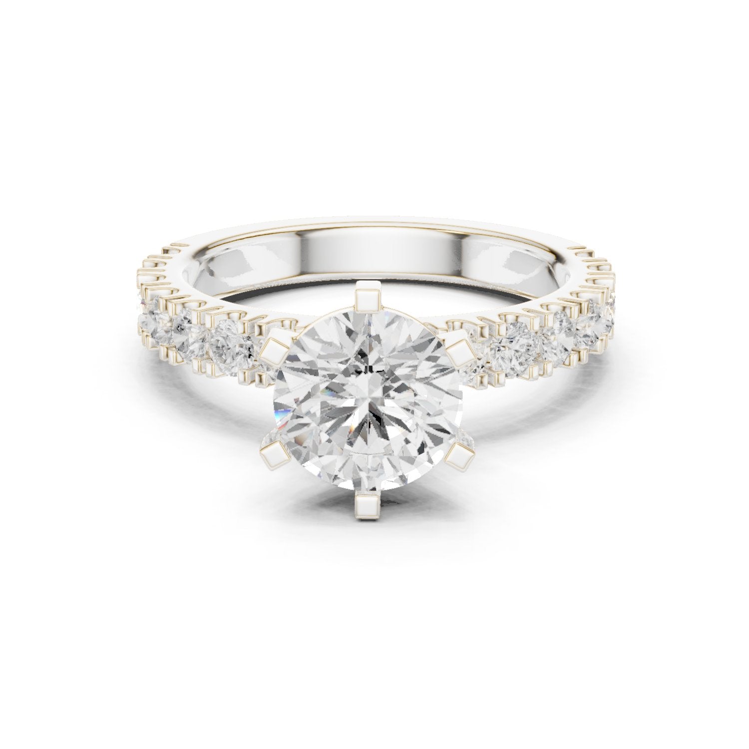 Round Diamond Engagement Ring with Half Eternity Claw Set Band