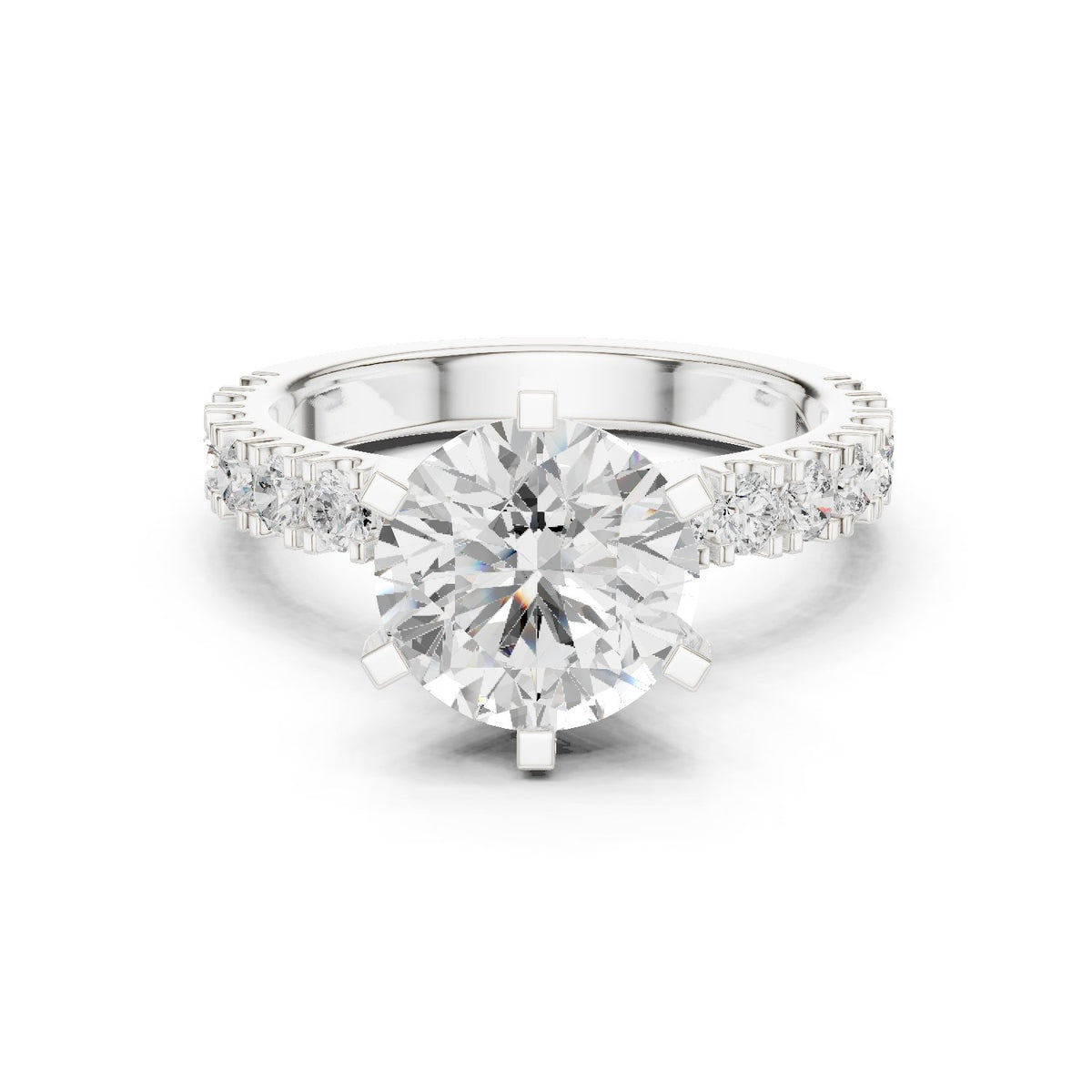 Round Diamond Engagement Ring with Half Eternity Claw Set Band