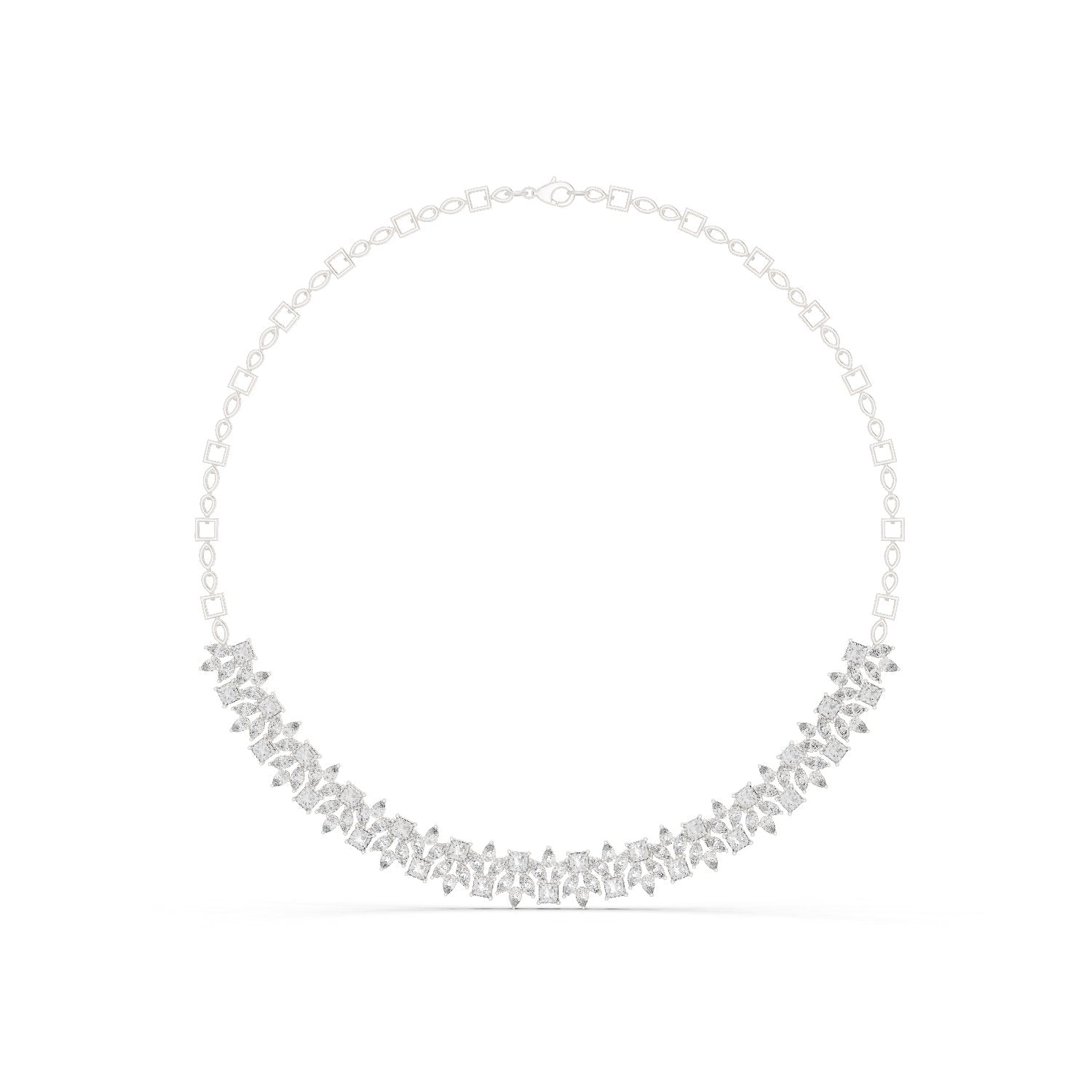 Marquise Chevron Tennis Diamond Necklace in White Gold - VYKA Diamonds