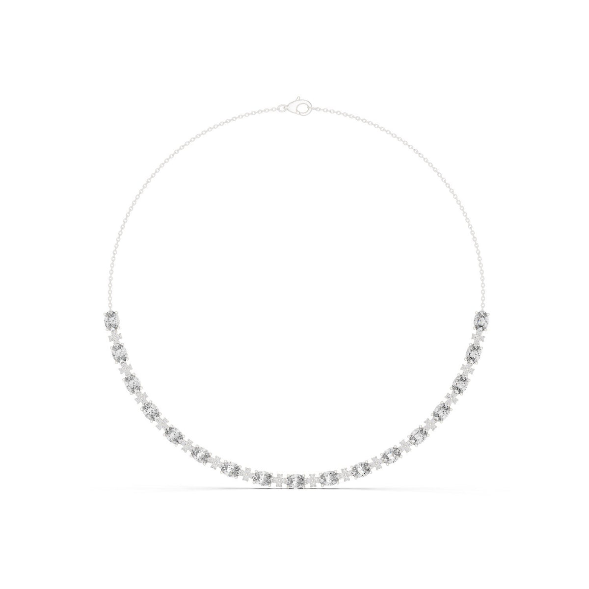 عقد نصف تنس بألماس بيضاوي ومستدير متدرّج in White Gold - VYKA Diamonds
