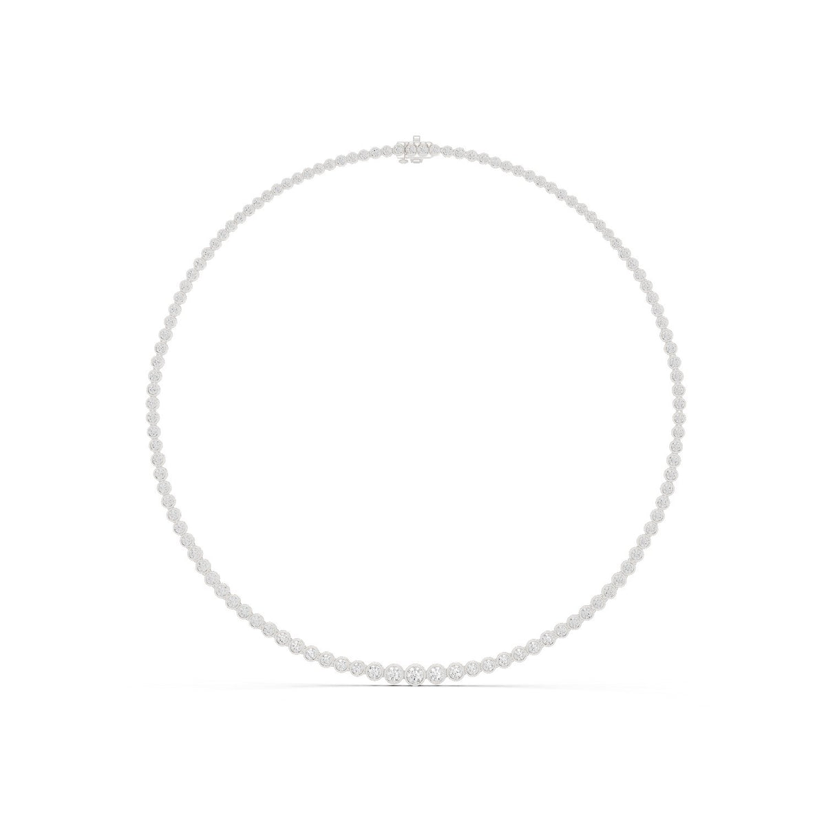 Graduated Bezel Halo Riviere Necklace