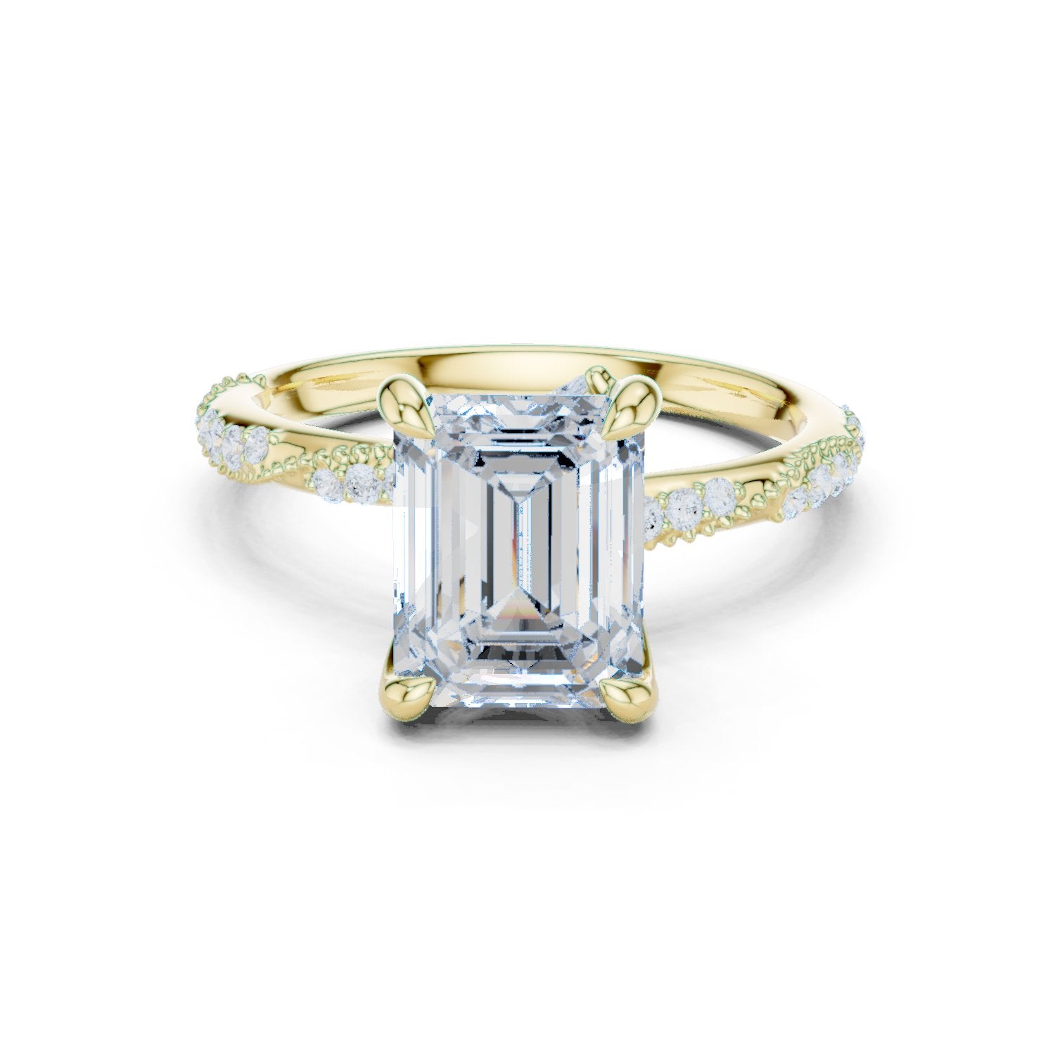 Emerald Cut Engagement Ring with Twisted Vine Pavé Band