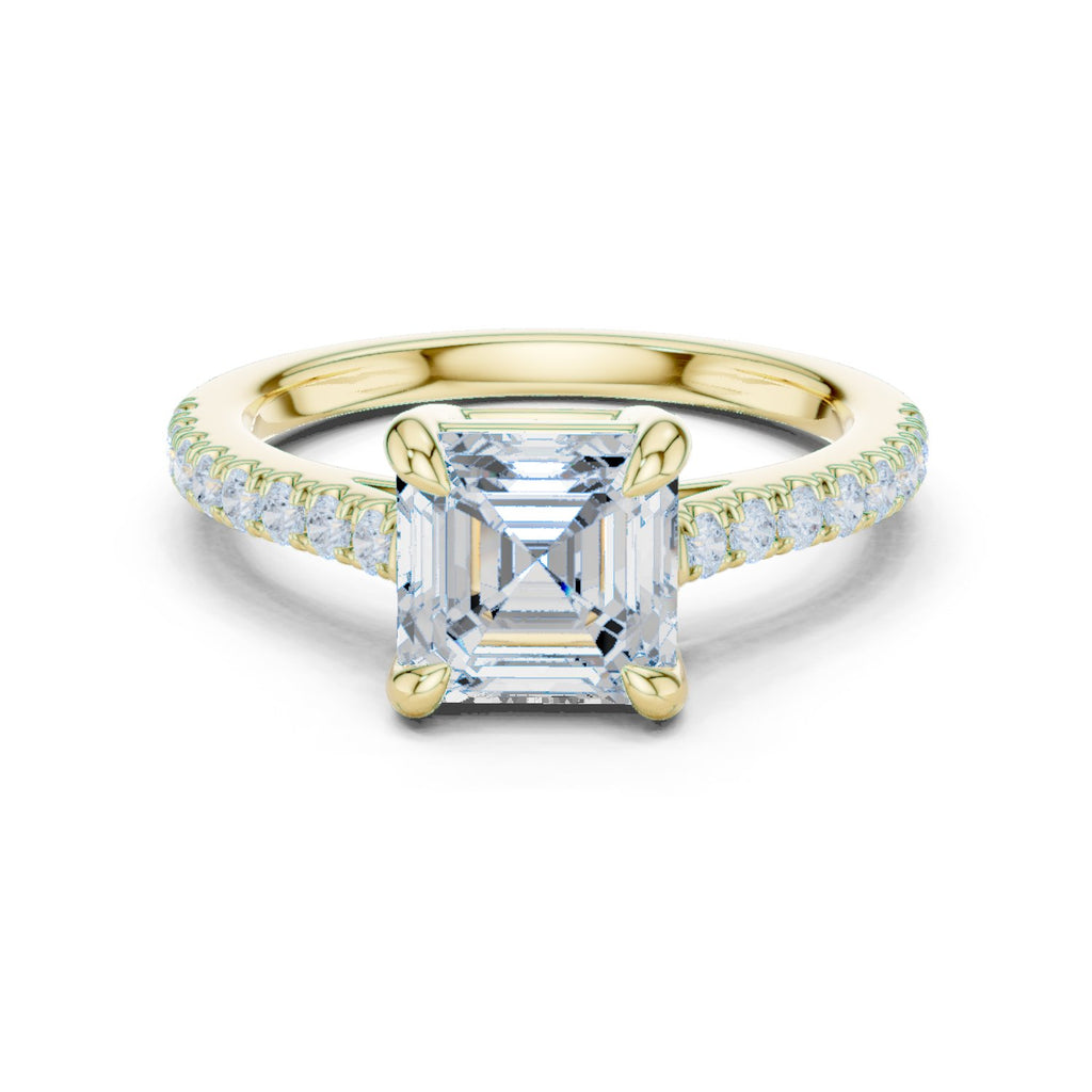 Asscher Cut Engagement Ring with Pavé Band