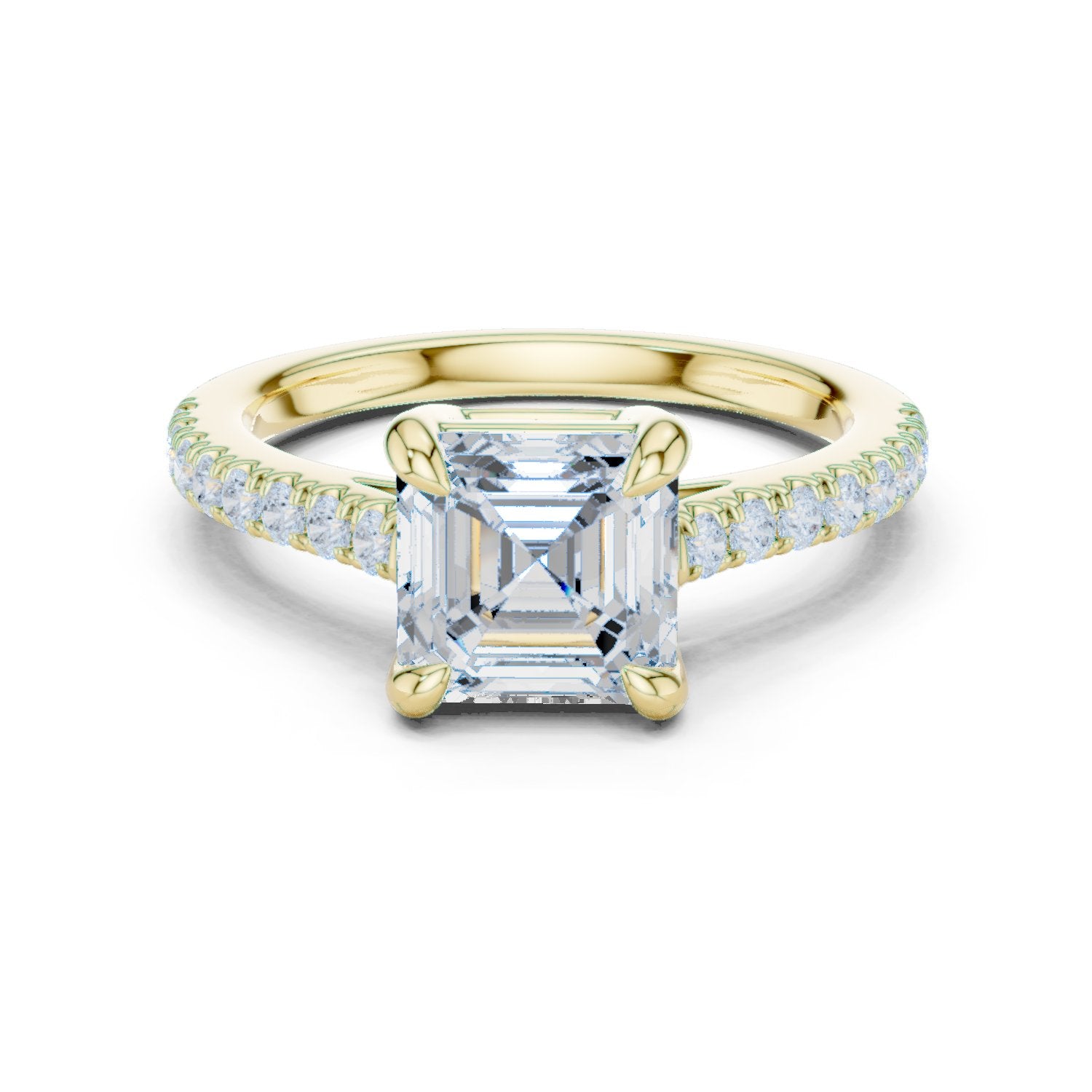 Asscher Cut Engagement Ring with Pavé Band