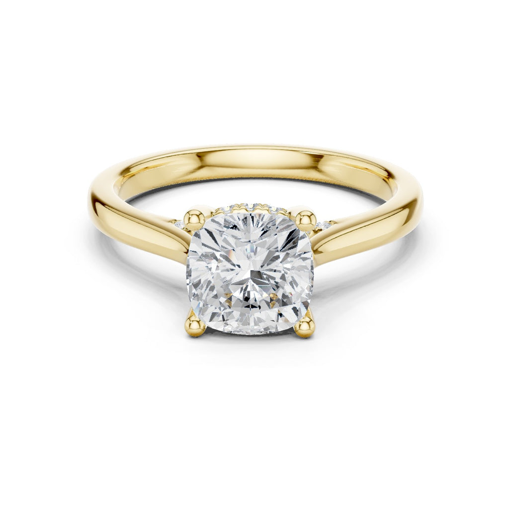 Cushion Cut Solitaire Engagement Ring with Cathedral Band
