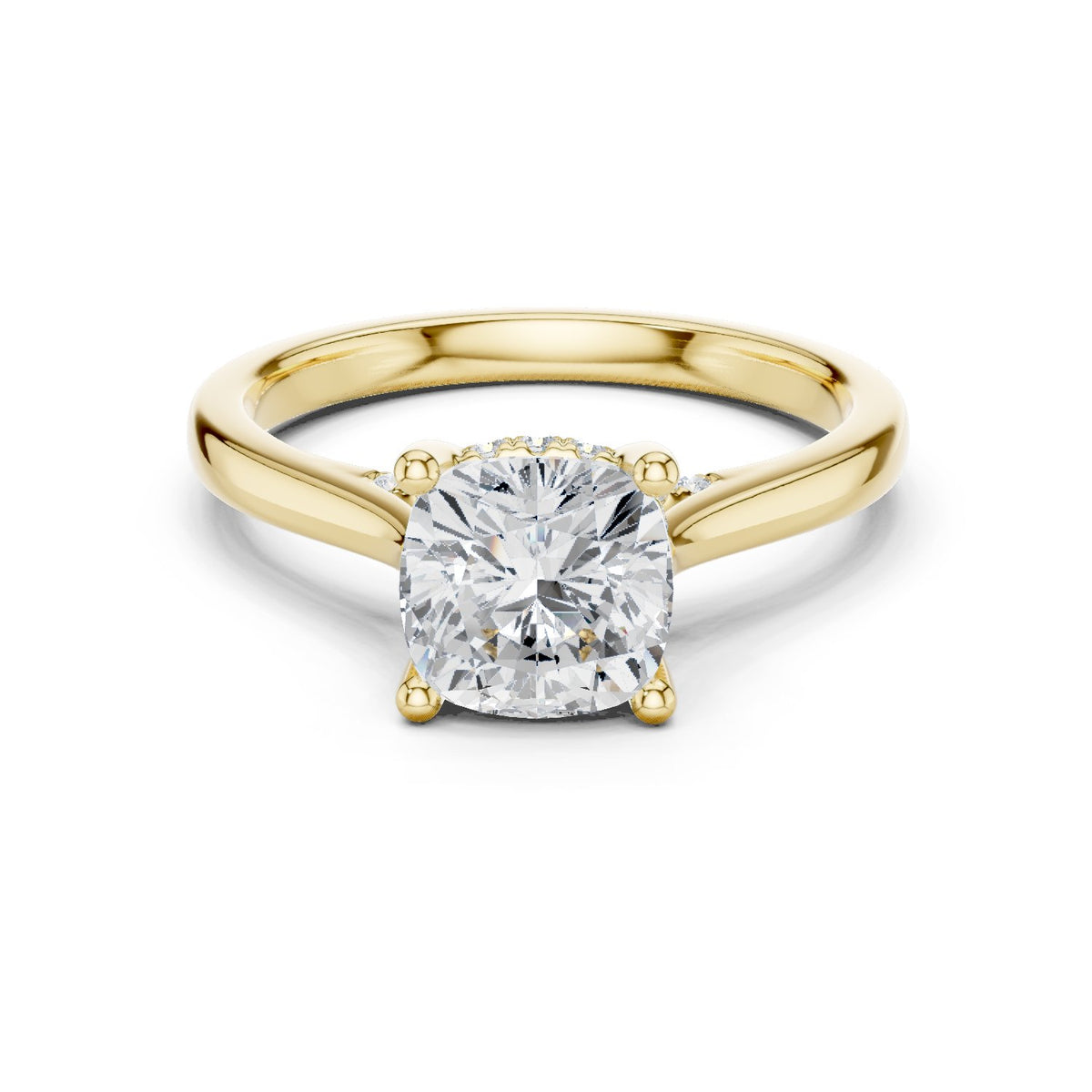 Cushion Cut Solitaire Engagement Ring with Cathedral Band