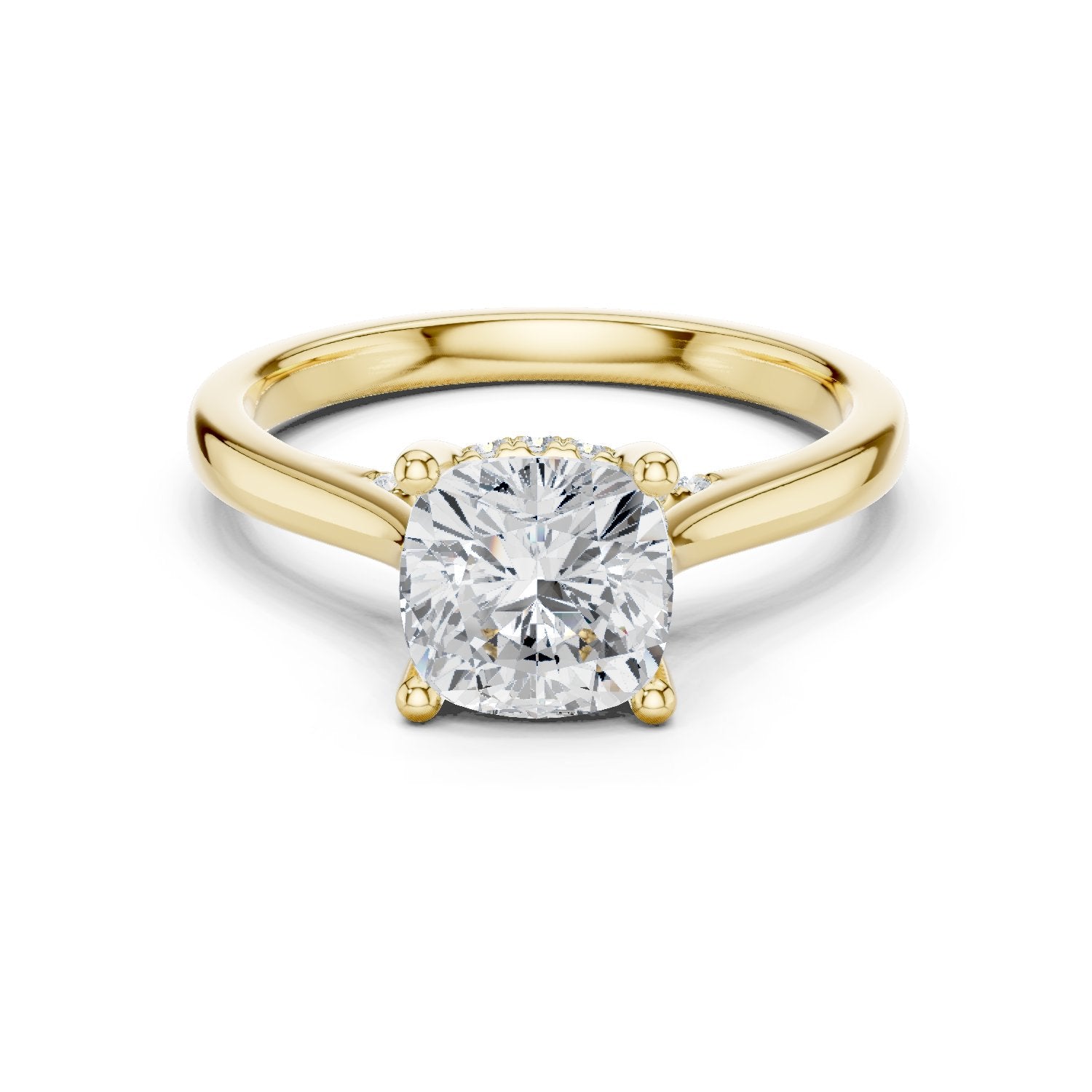 Cushion Cut Solitaire Engagement Ring with Cathedral Band