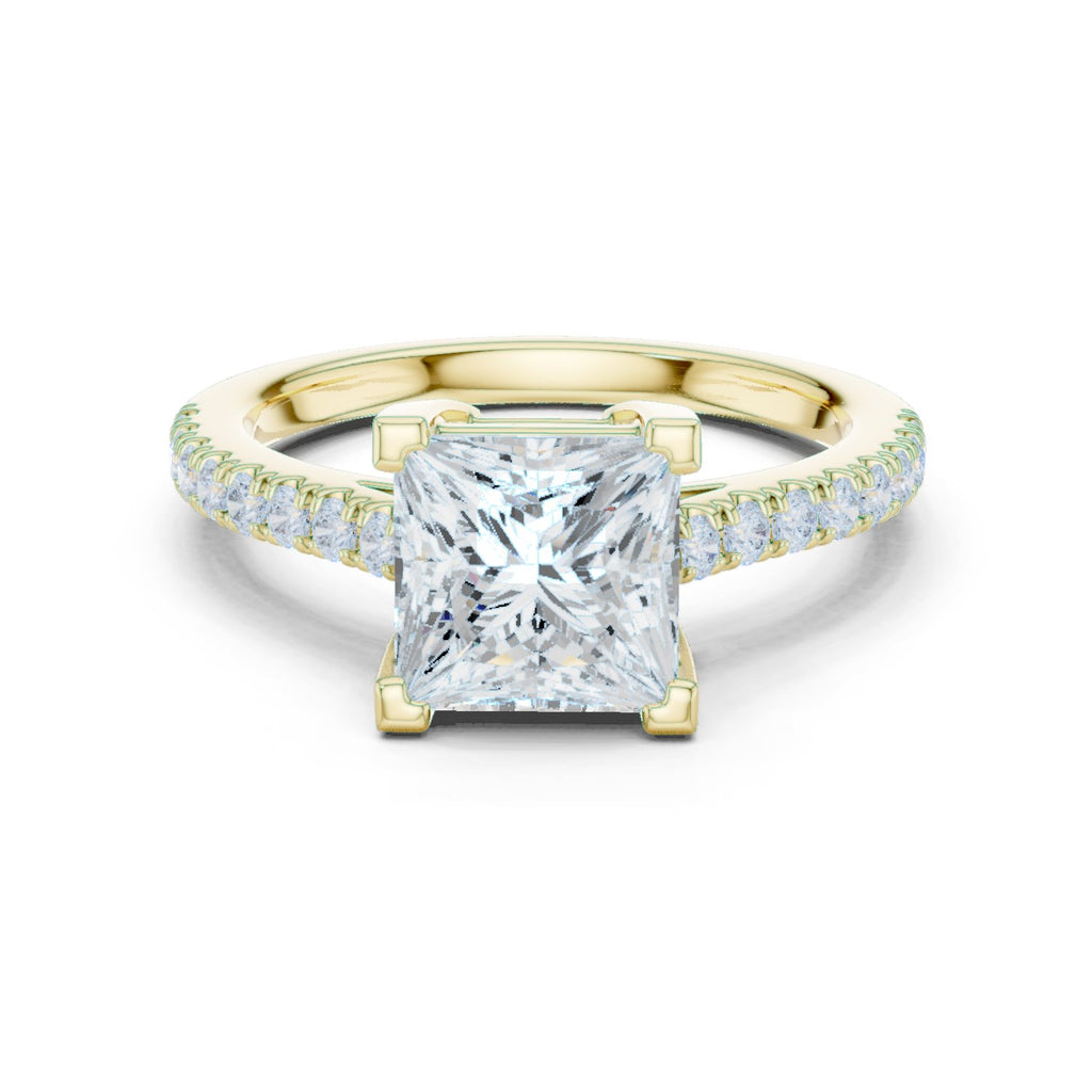 Princess Cut Engagement Ring with Pavé Band