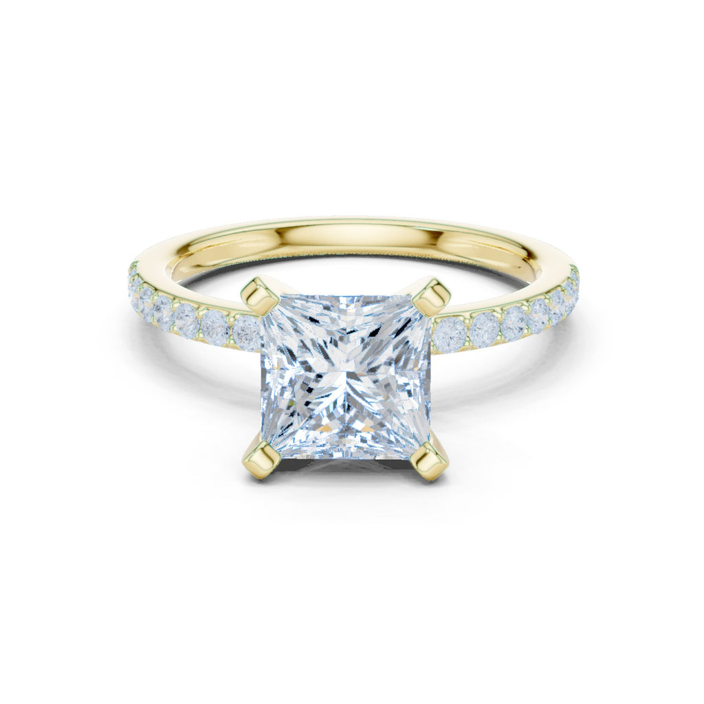Princess Cut Engagement Ring with Pavé Band