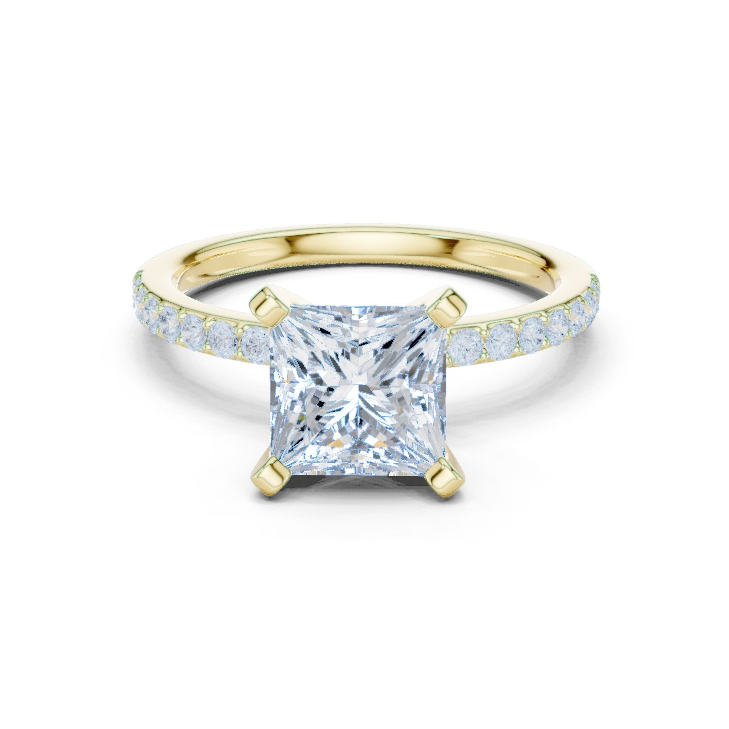 Princess Cut Engagement Ring with Pavé Band