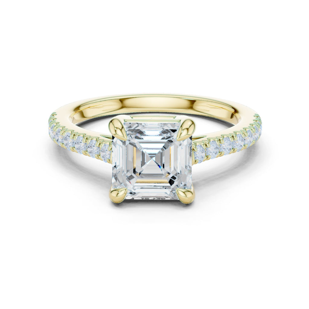 Asscher Cut Engagement Ring with Pavé Band