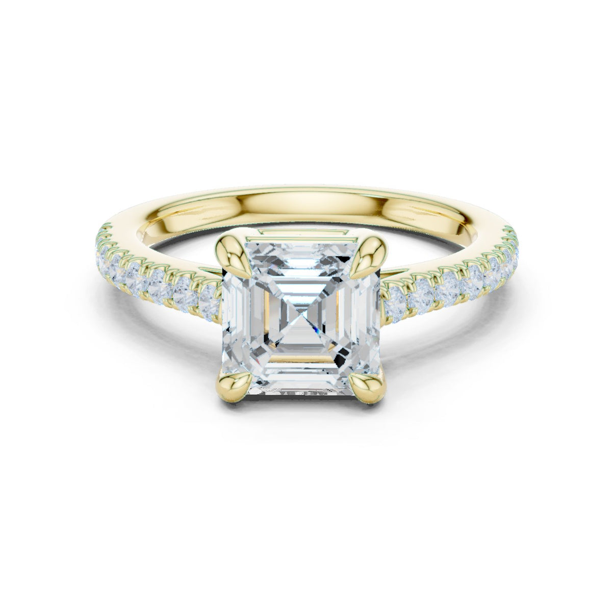 Asscher Cut Engagement Ring with Pavé Band