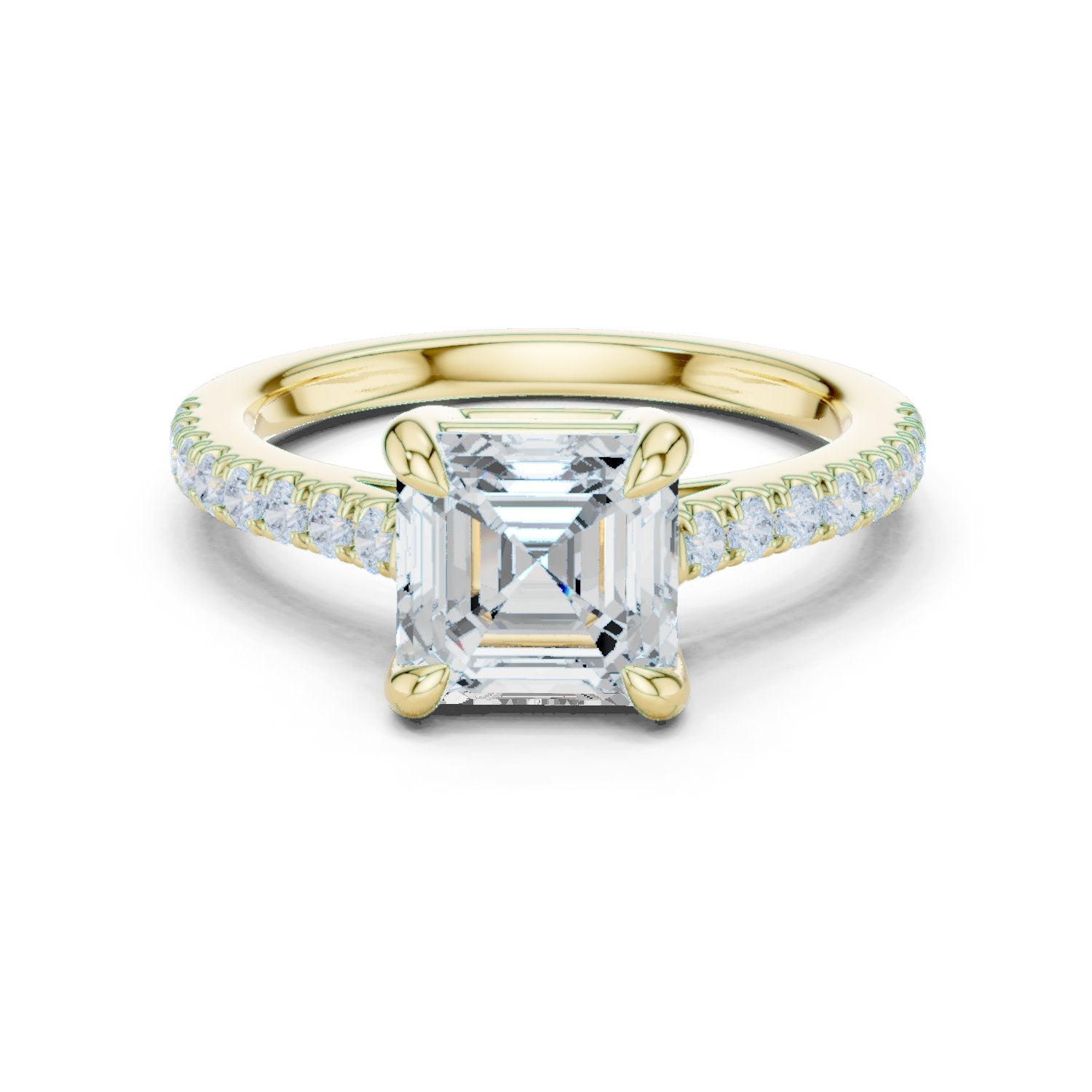Asscher Cut Engagement Ring with Pavé Band