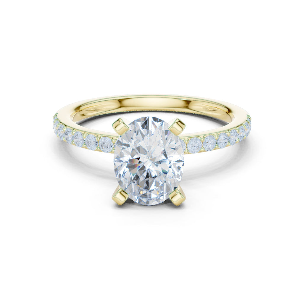 Oval Diamond Engagement Ring with Pavé Band