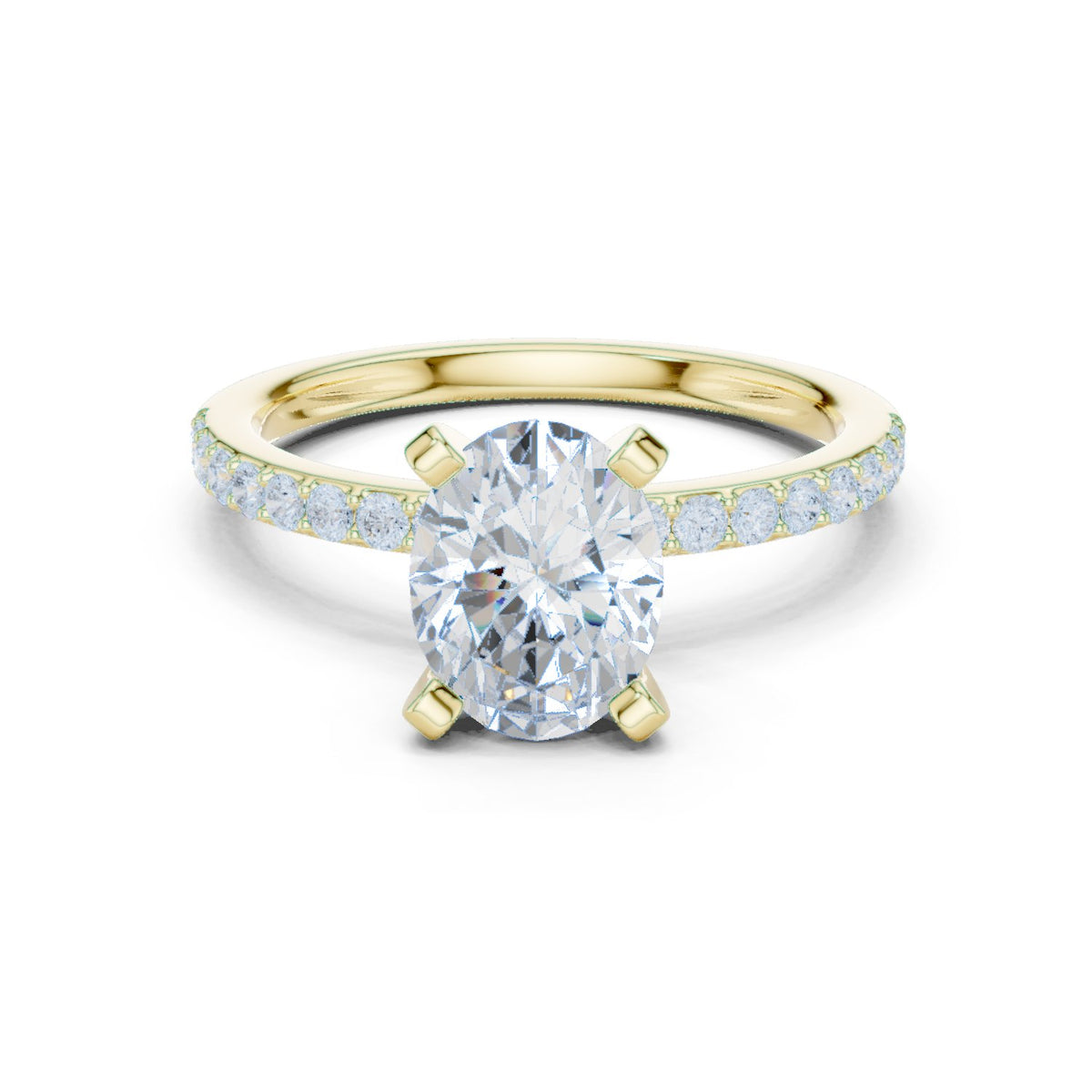 Oval Diamond Engagement Ring with Pavé Band