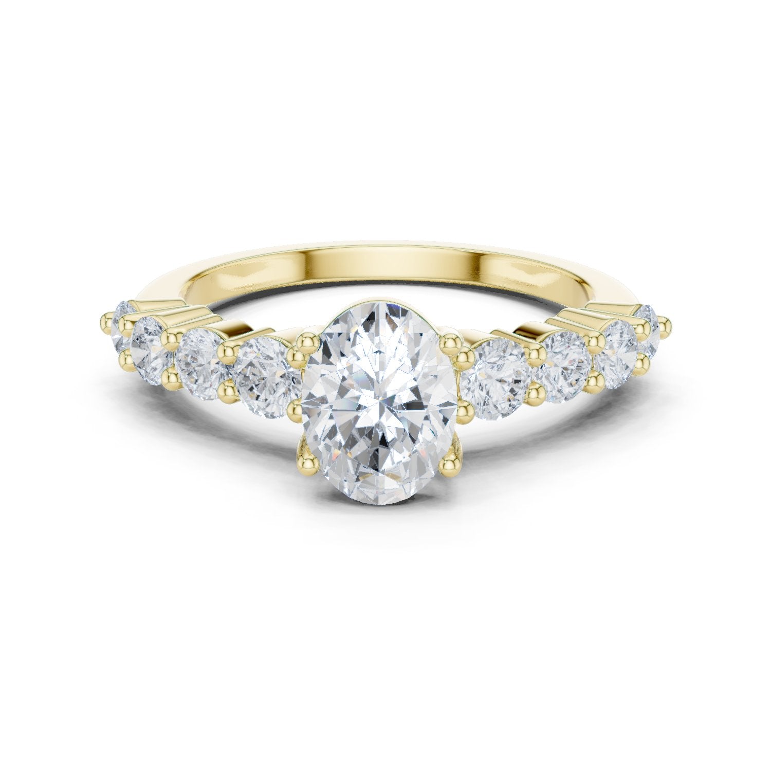 Oval Diamond Engagement Ring with Round Side Accents