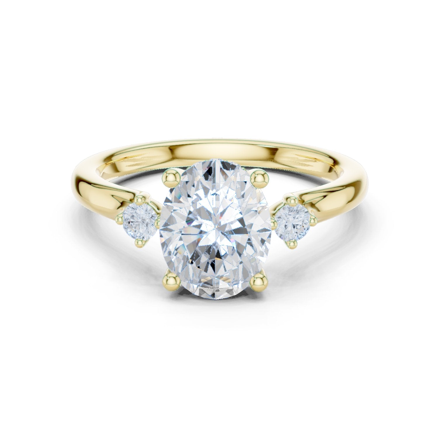 Oval Diamond Engagement Ring with Round Side Accents