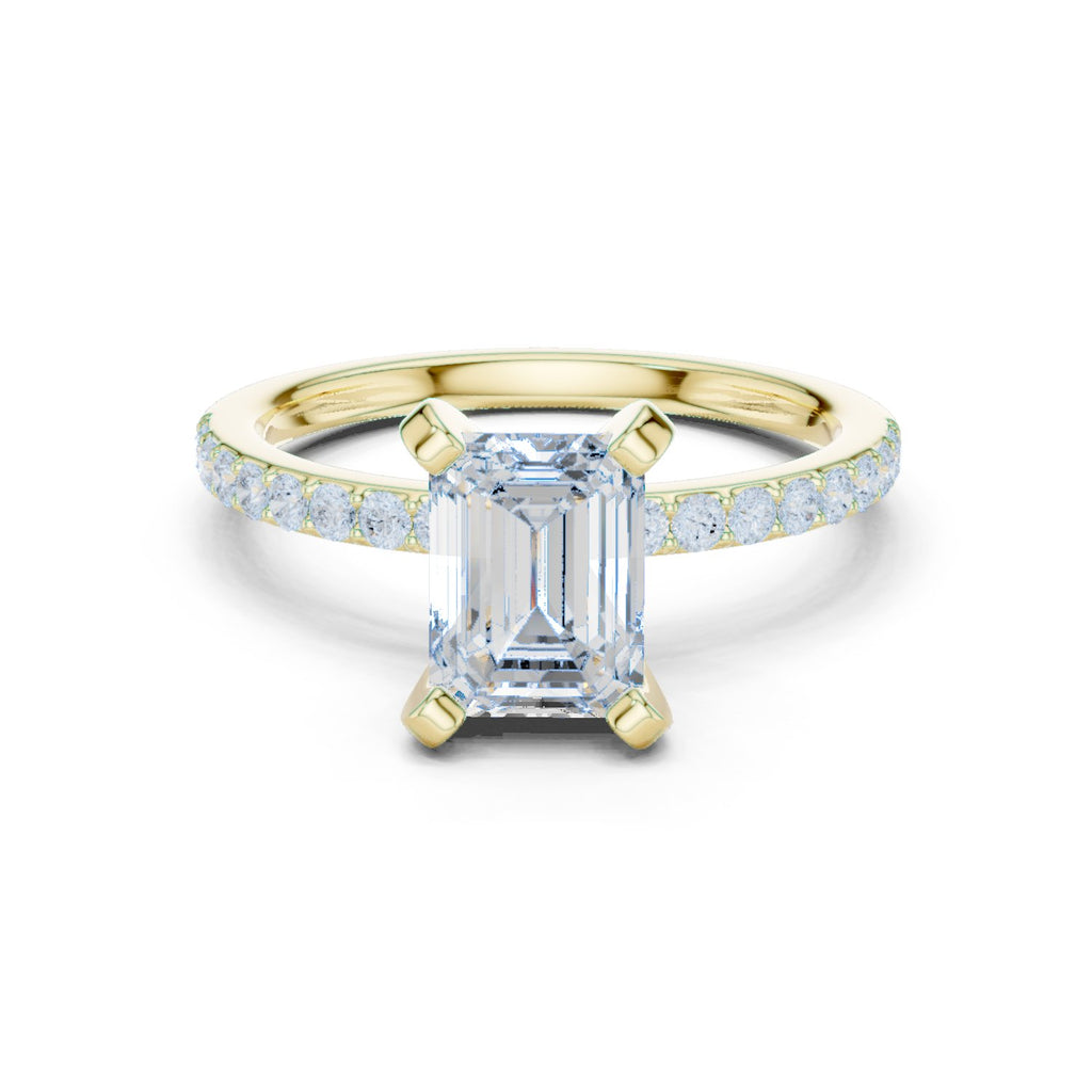 Emerald Cut Engagement Ring with Pavé Band