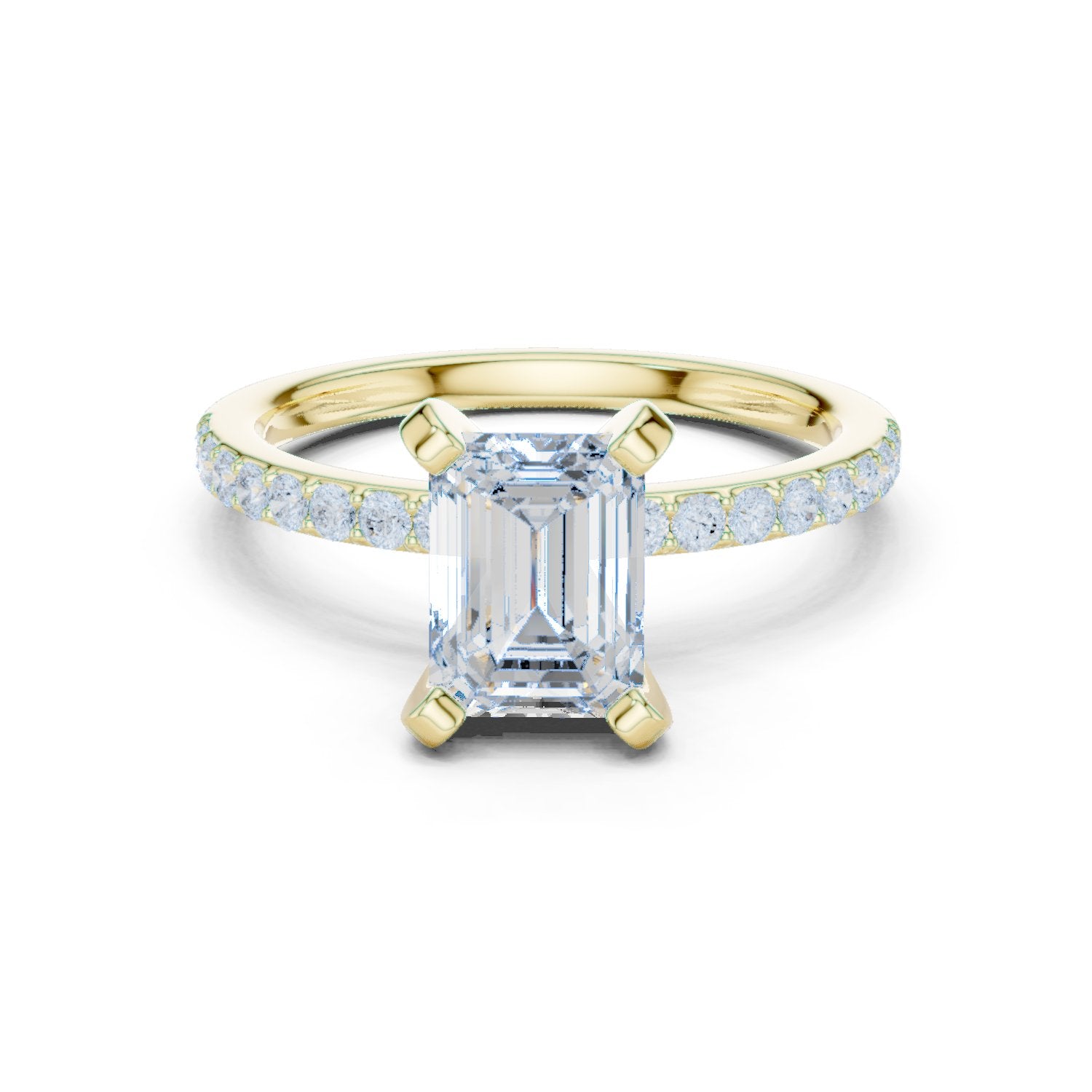 Emerald Cut Engagement Ring with Pavé Band