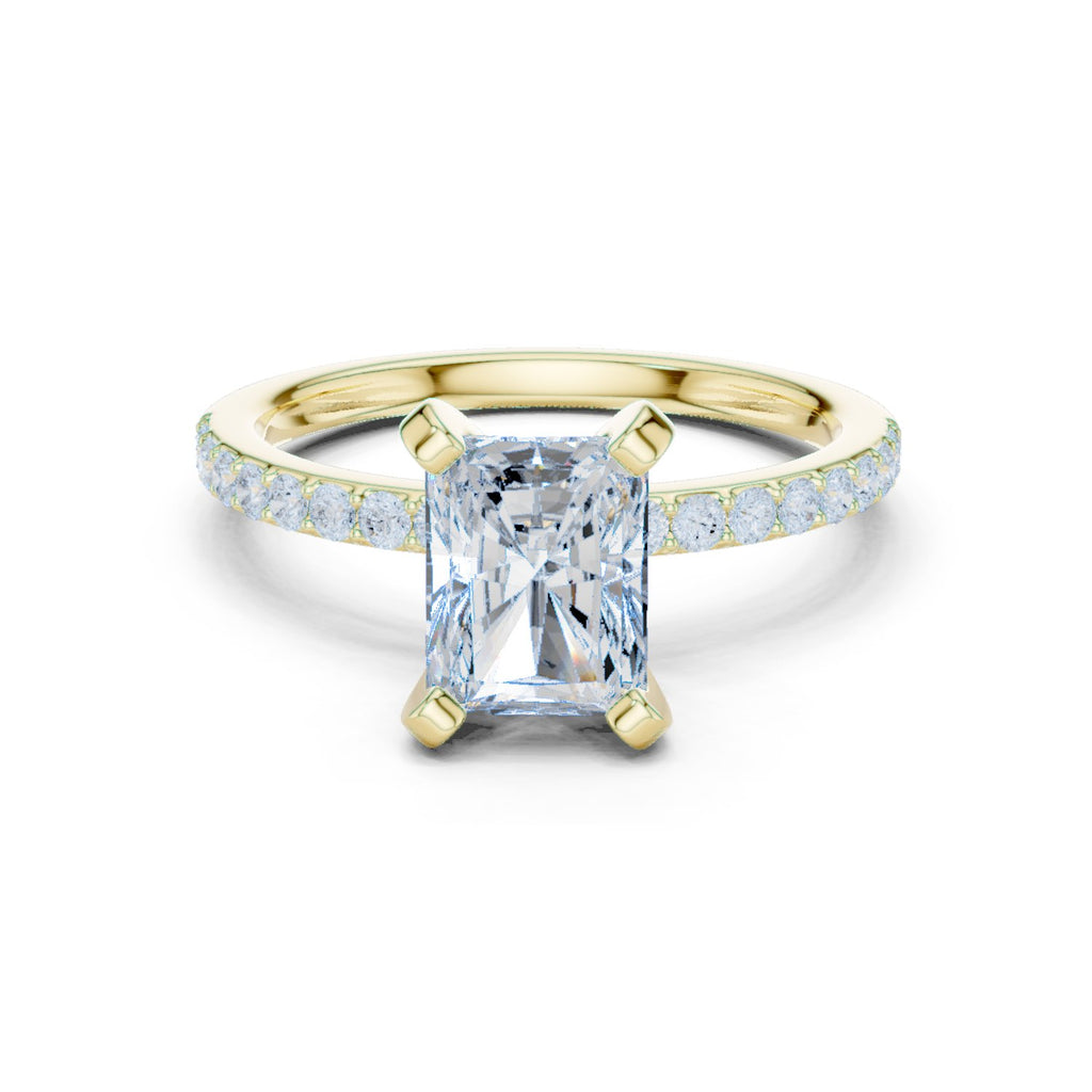 Radiant Cut Engagement Ring with Pavé Band