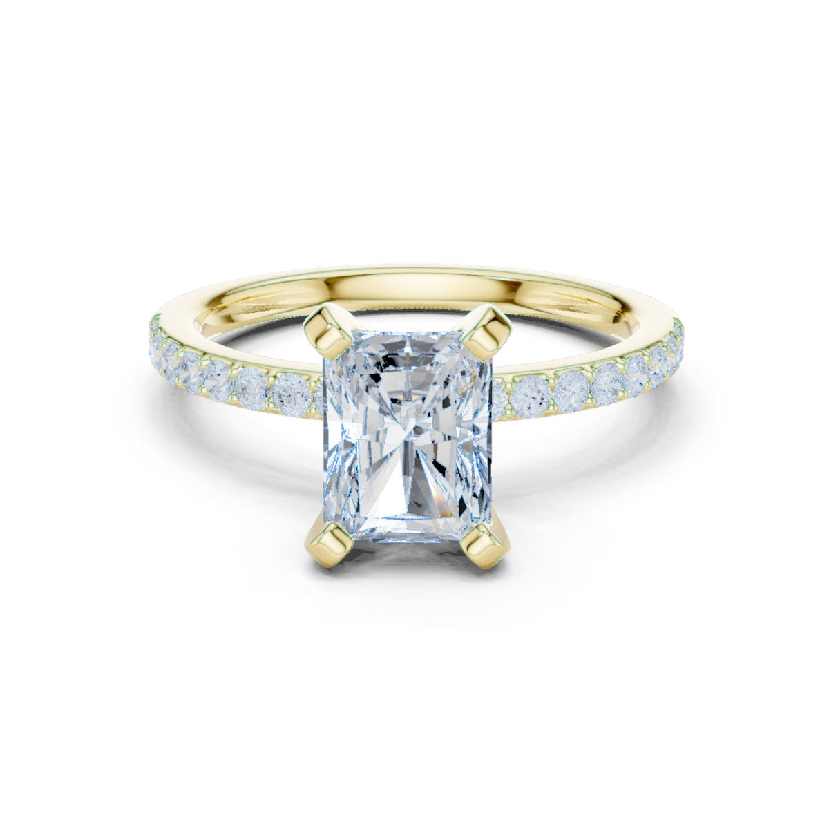 Radiant Cut Engagement Ring with Pavé Band
