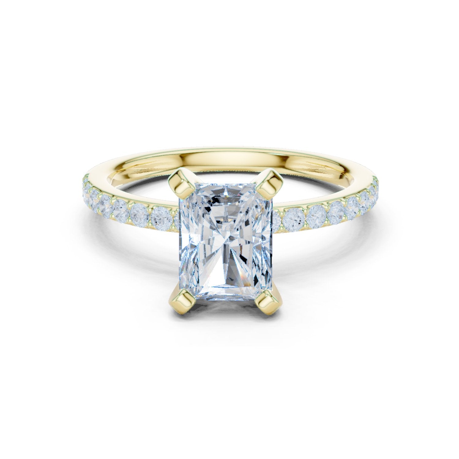 Radiant Cut Engagement Ring with Pavé Band