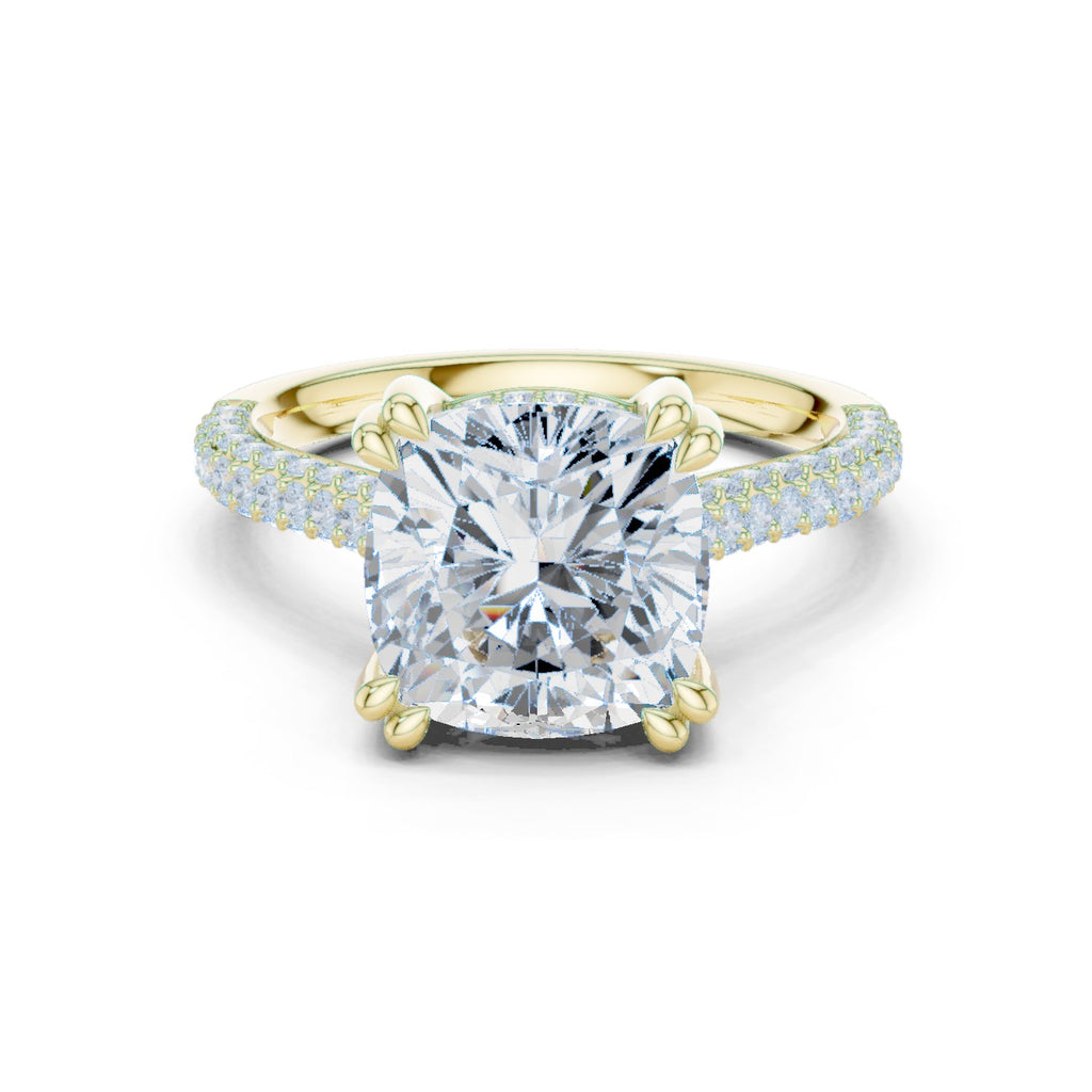Cushion Cut Engagement Ring with Pavé Wrap Band