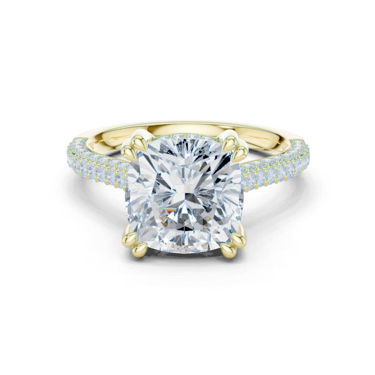 Cushion Cut Engagement Ring with Pavé Wrap Band