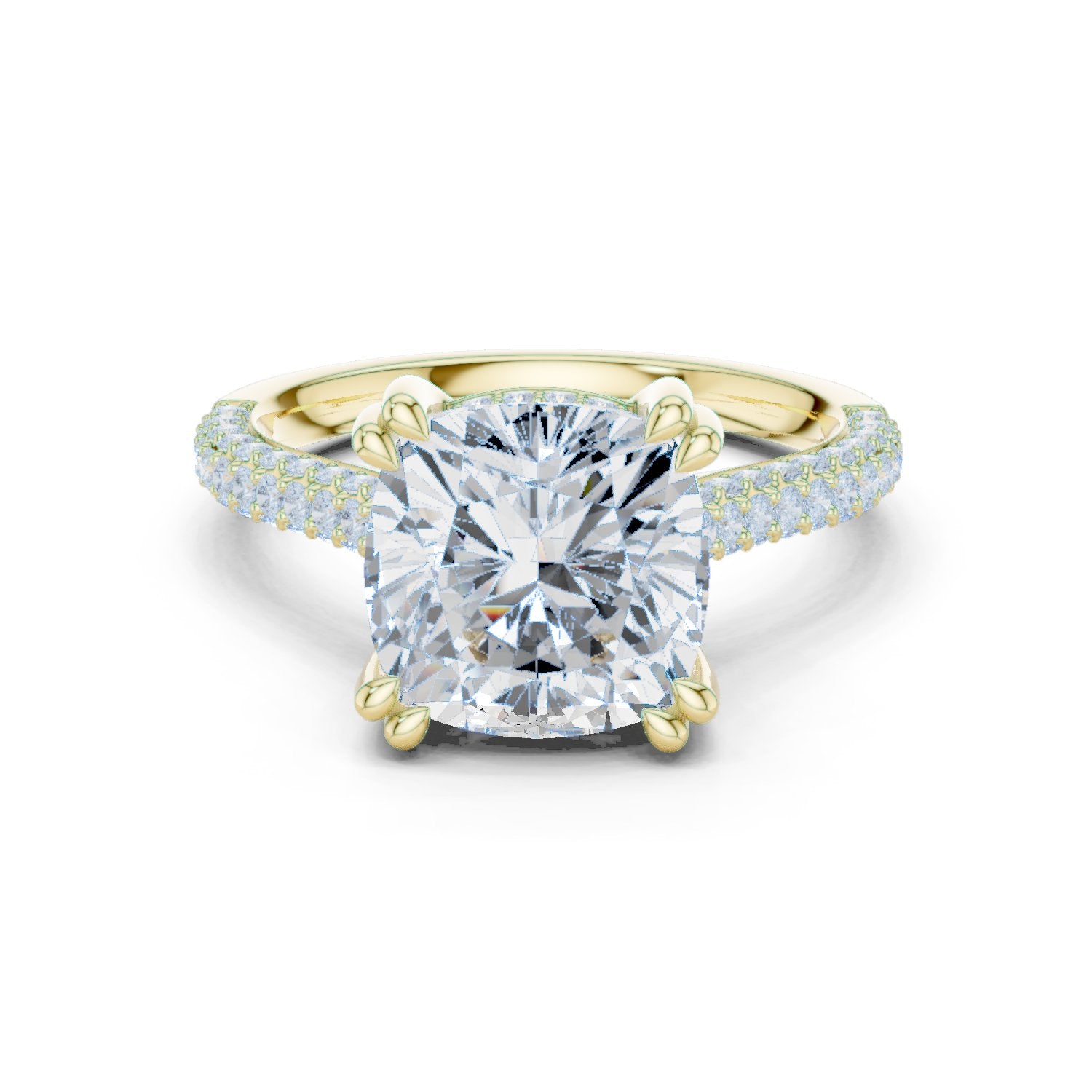 Cushion Cut Engagement Ring with Pavé Wrap Band