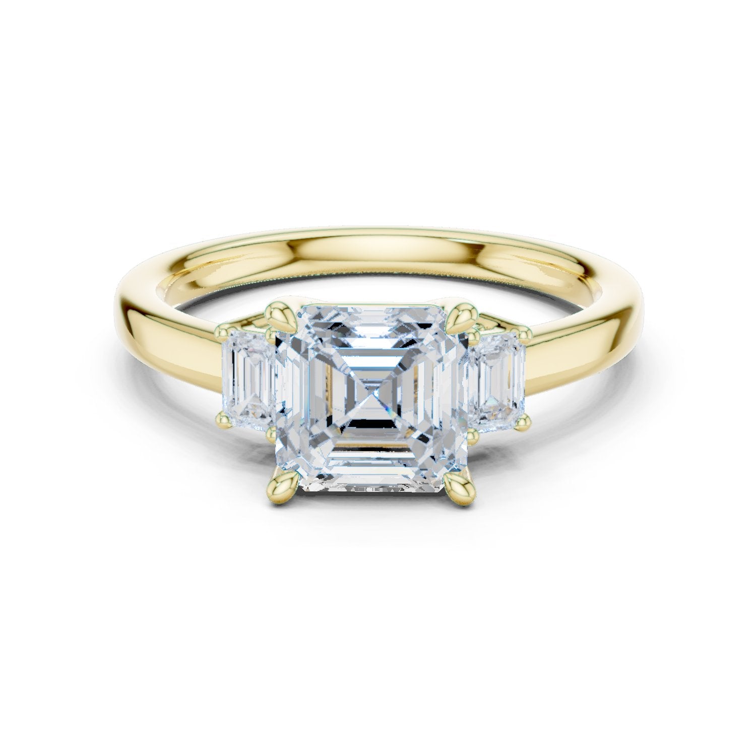 Asscher Cut Three Stone Engagement Ring