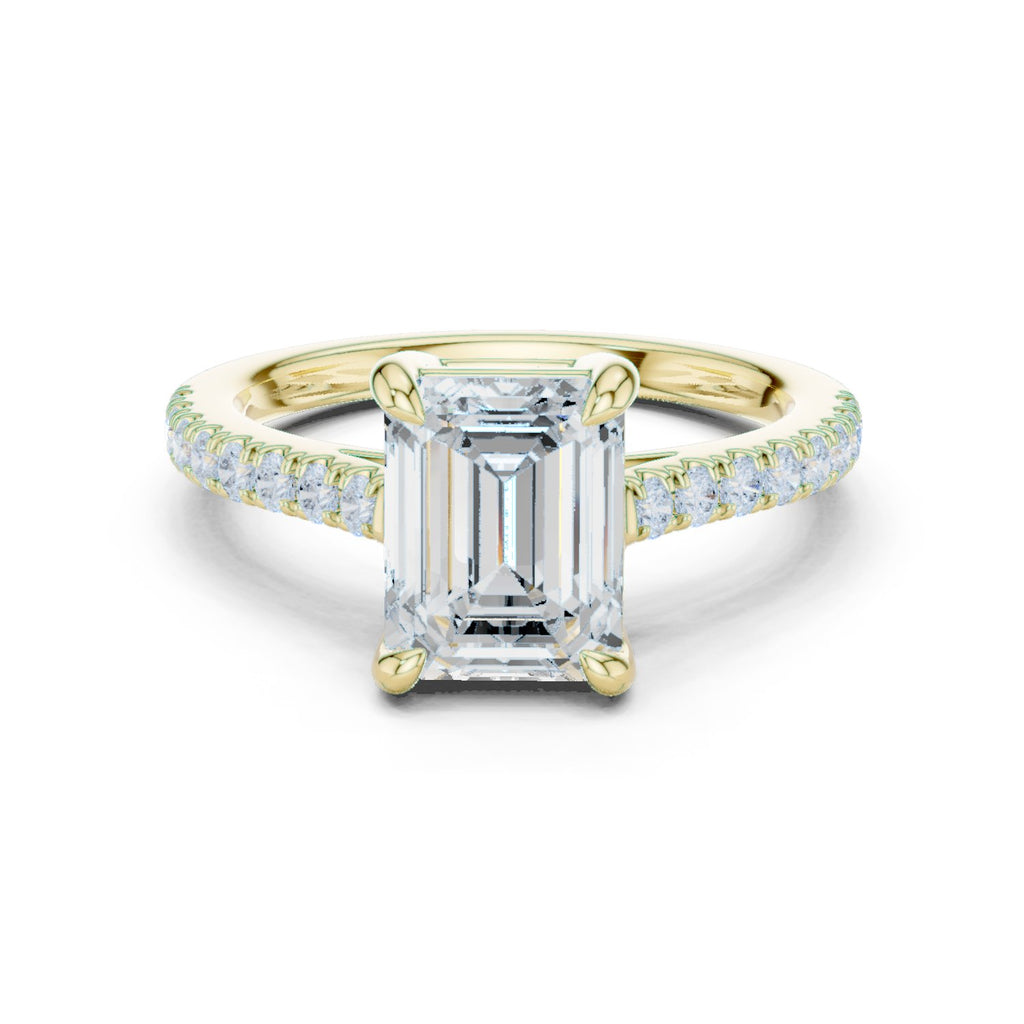 Emerald Cut Engagement Ring with Pavé Chevron Band