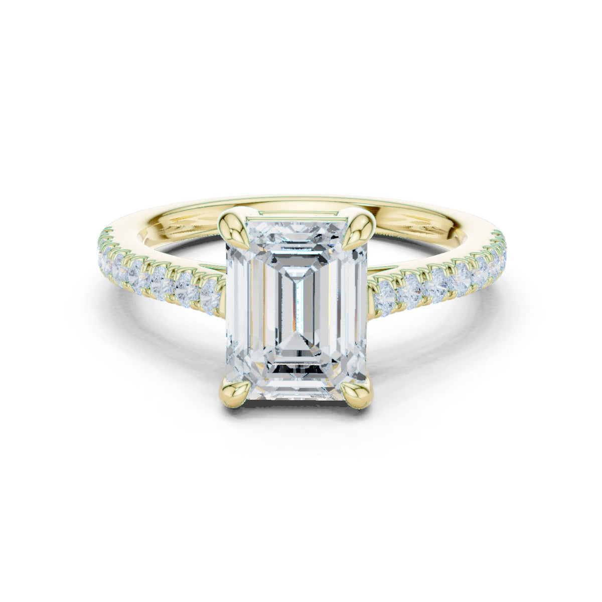 Emerald Cut Engagement Ring with Pavé Chevron Band