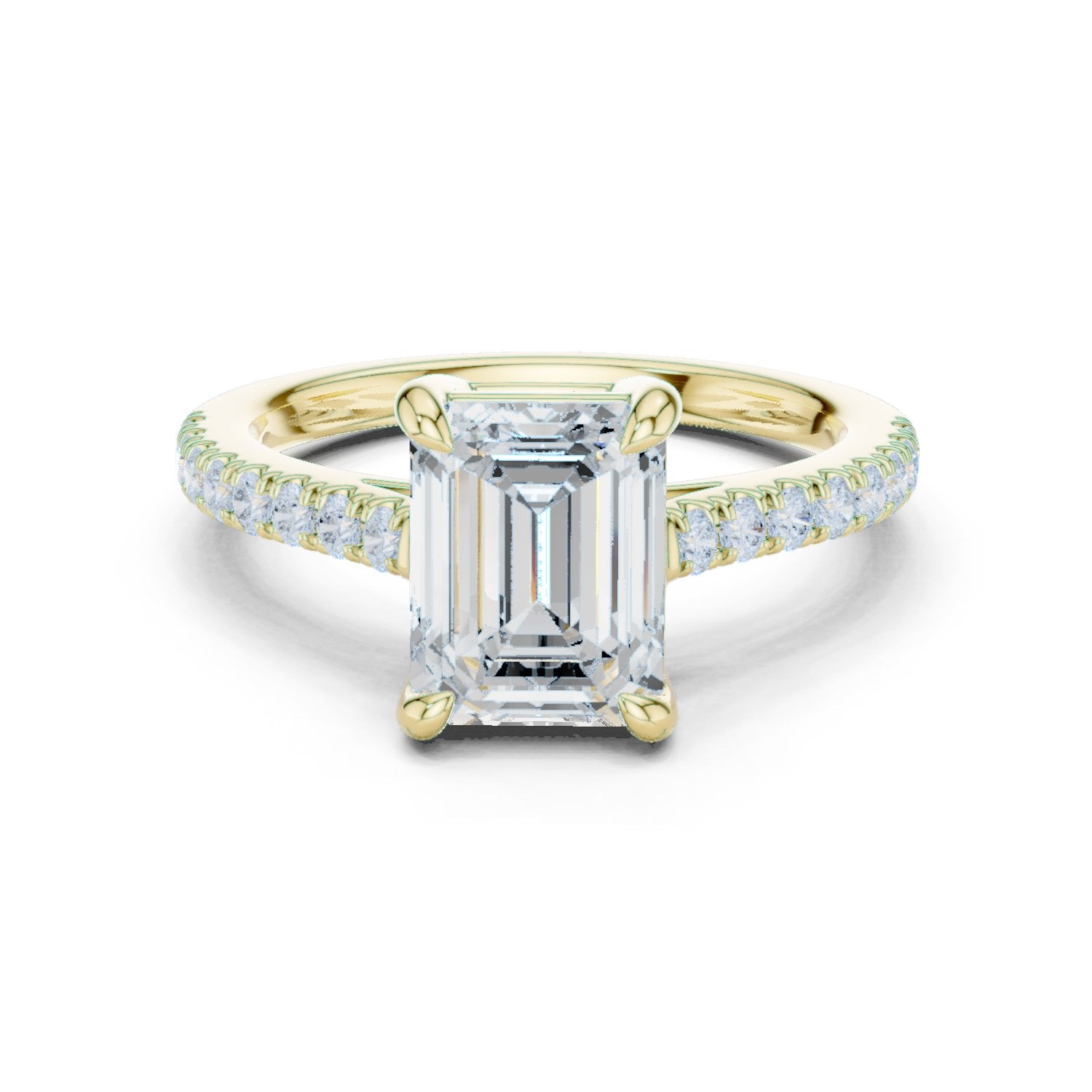 Emerald Cut Engagement Ring with Pavé Chevron Band