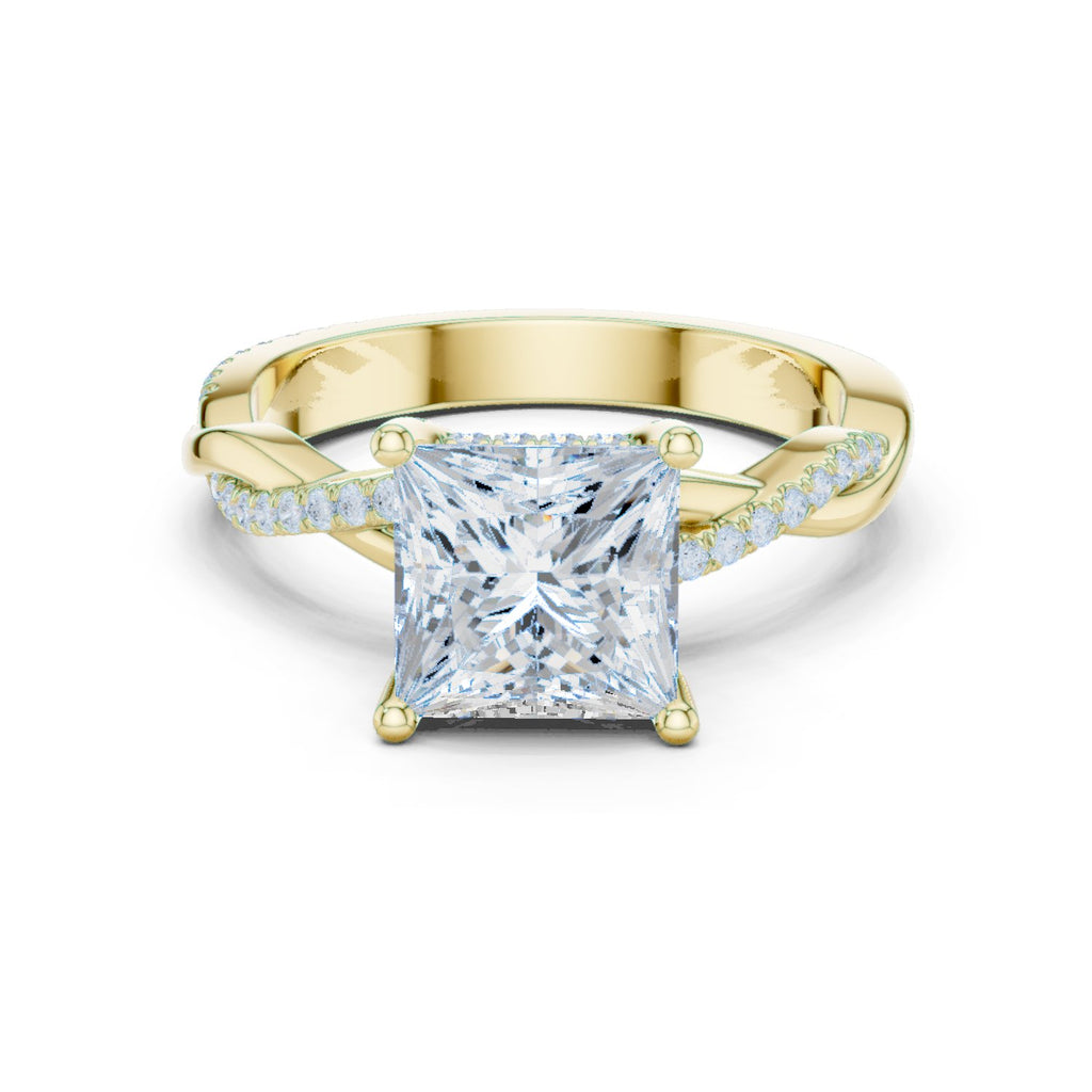 Princess Cut Engagement Ring with Twisted Infinity Pavé Band